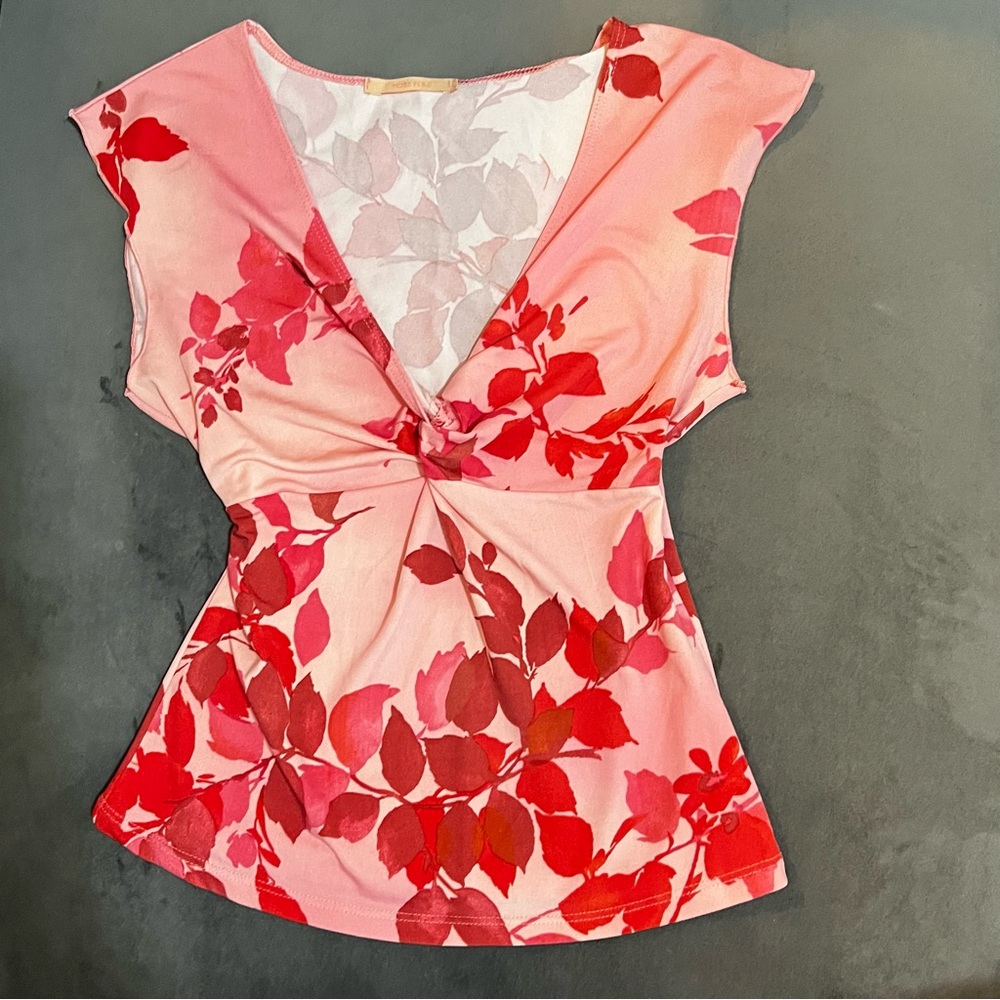 Forever 21 Pink and Red Floral Blouse